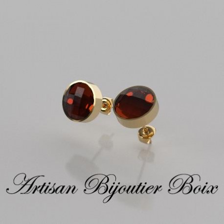 Boucles d'oreilles grenat catalan puce