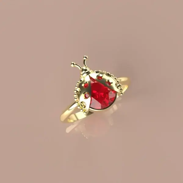 BAGUE OR COCCINELLE GRENAT CATALAN 66