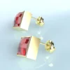 BOUCLES d'oreilles or grenat catalan.losange carree.66