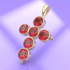 croix en or et grenat catalan réalisée par Bijouterie Boix à Argelès-sur-Mer