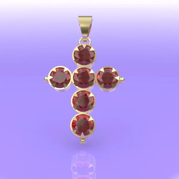 PENDENTIF CROIX BADINE PETIT MODELE OR GRENAT CATALAN PERPIGNAN 66