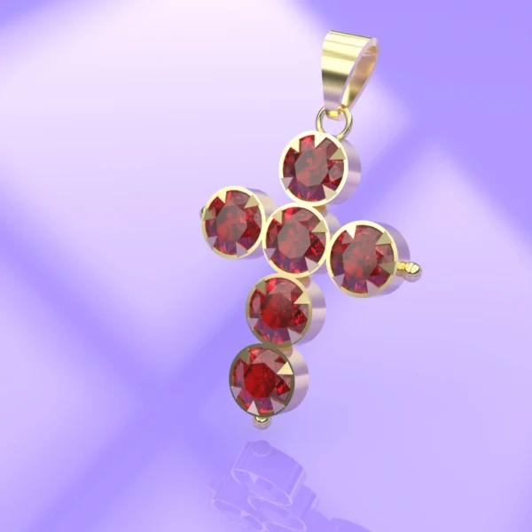 PENDENTIF CROIX BADINE PETIT MODELE OR GRENAT CATALAN PERPIGNAN 66