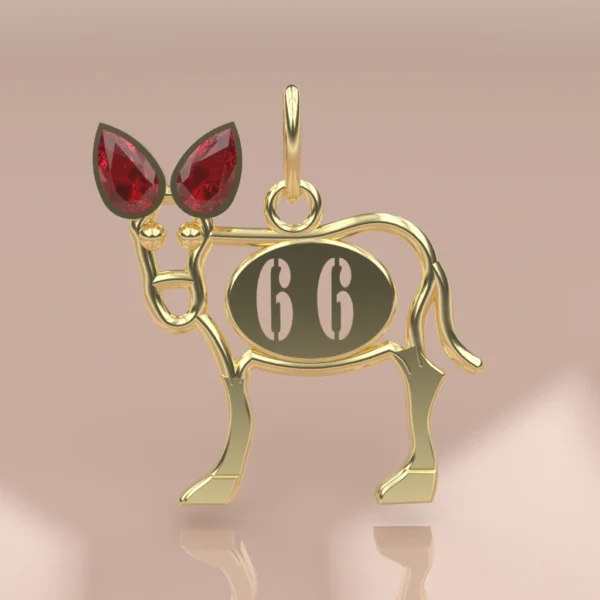 Pendentif Burro catalan 66 or et grenat