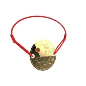 BRACELET COLLIOURE OR GRENAT CATALAN CORDE ROUGE