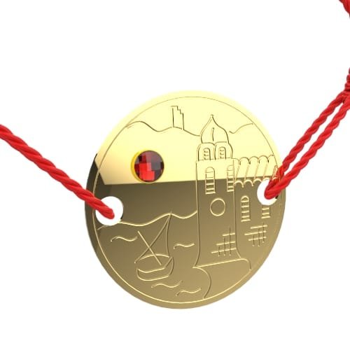 BRACELET COLLIOURE OR GRENAT CATALAN CORDE ROUGE