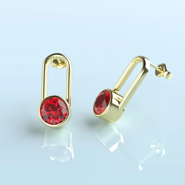 BOUCLES D'OREILLES OR DORMEUSES or 18 carats grenat catalan perpignan