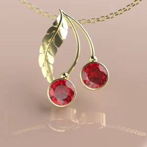 PENDENTIF OR 18 CARATS GRENAT DE PERPIGNAN CERISE