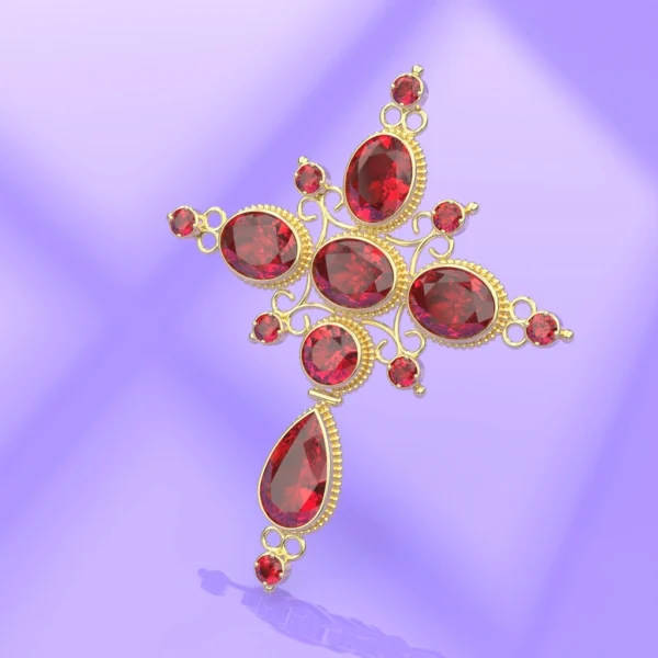 croix badine grenat catalan or