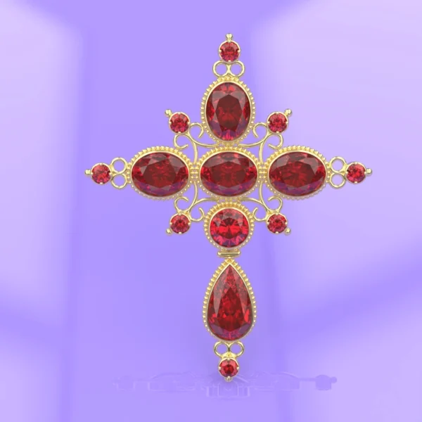 croix badine grenat catalan or