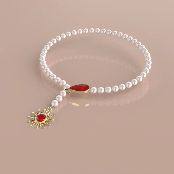 collier grenat catalan or et perles de cultures