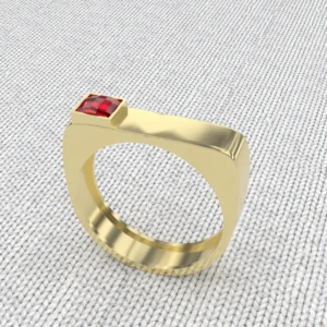 BAGUE OR GRENAT CATALAN RECTANGLE