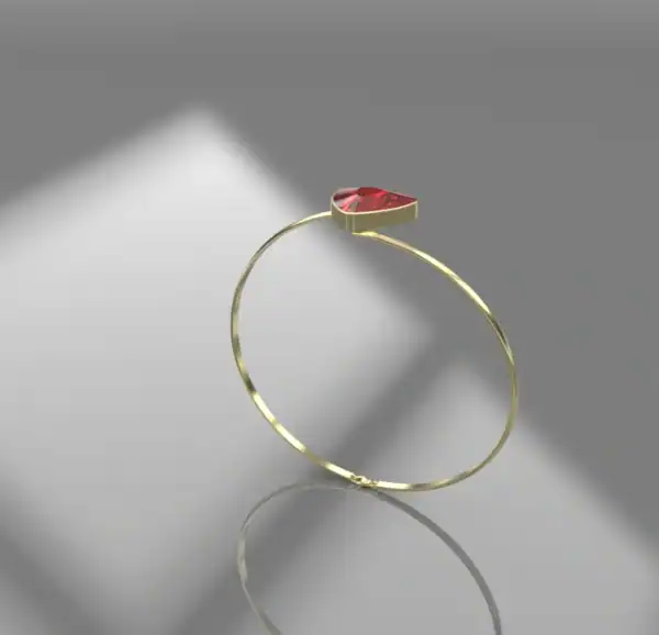 bracelet or et grenat catalan trillion14mm