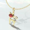 2 pendentif or chat grenat catalan petit modèle