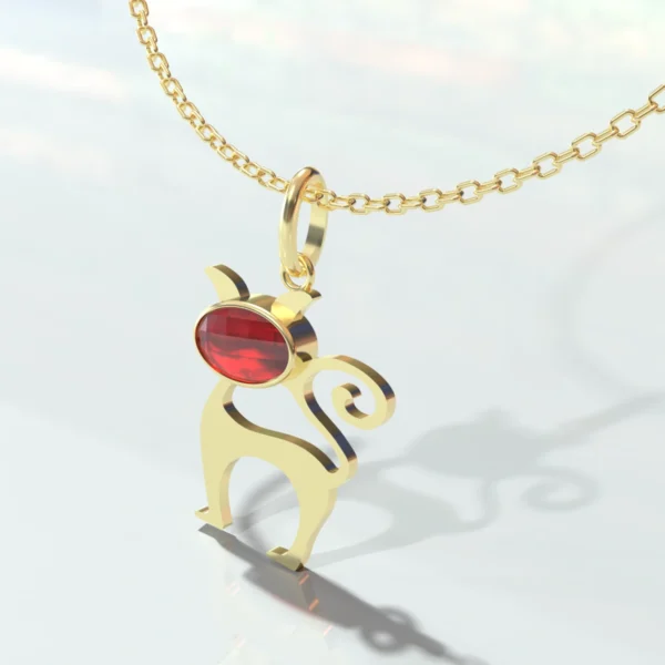 2 pendentif or chat grenat catalan petit modèle