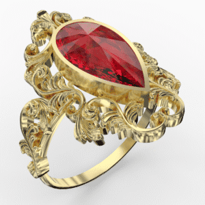 bague or grenat catalan feuillage boix louvre