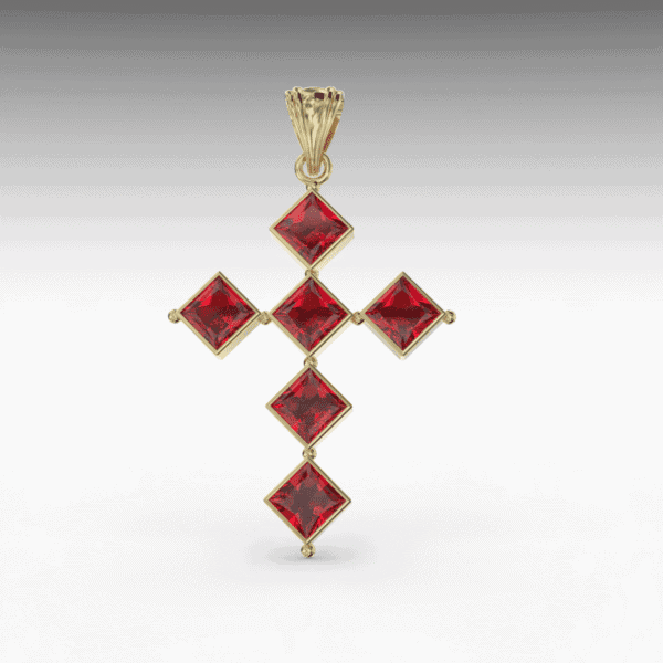 croix or et grenat catalan losange boix Croix or et grenat catalan losange 4 mm