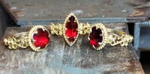 3 BAGUES ANCIENNE GRENAT CATALAN CHEVILLE LARGE